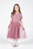 Mini Maya Stripe Embellished Midi Dress With Bow - Lotus Pink / 7/8 Yrs image