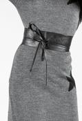 Smooth Faux Leather Obi Belt - Black / Free Size image