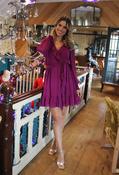 Glittered Ruffle Dress - Purple / 8