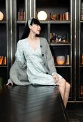 Textured Short Wrap Dress - Green / S image