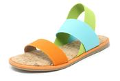 Colour Mix Elasticated Strap Sandal - Orange / 36