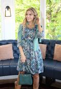 Natural Geo Print Dress - Blue / 10 image