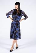 Wrap Bodice Floral Mesh Dress - Blue / 14 image