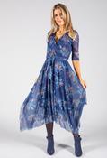 Floral Print Midi Wrap Dress - Navy / 8