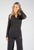 Lace Sequin Detail Top - Black / M image