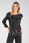 Bardot Sequin Top - Black / S