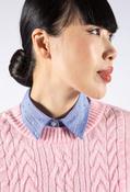 Pinstripe Diamante Collar Bib - Blue / 18