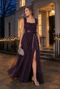 Ruffle Detail Maxi Tulle Dress - Fig / 14 image