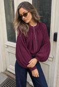 Plisse Pleated Bomber Jacket - Wine / M image