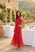 Polka Dot Halter Midi Dress - Red / F/S image