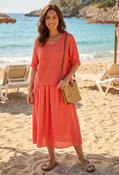 2 in 1 Summer Midi Dress - Coral / F/S image