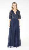 NAVY V NECK TULLE DRESS - Navy / 8 image