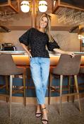 Floral Design Puff Sleeve Top - Black / 10 image
