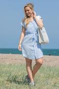 Roray Linen Look Striped Shirt Dress - Blue Mix / 10 image