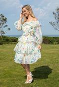 Floral Print Tiered Dress - Cream / L image