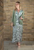 Mosaic Leaf Print Midi Dress - Khaki Mix / 10