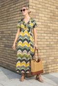 Mosaic Chevron Print Midi Dress - Khaki Mix / 10