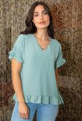 Frill Hem Top - Sage / 10 image
