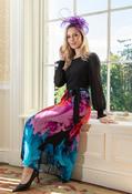 Feather Design Belted Dress - Black / 8
