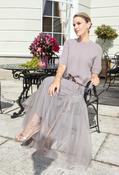 Round Neck Short Sleeve Sweater in Superfine Alpaca - Mocha Mousse / F/S image
