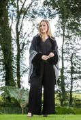 Faux Fur Trim Ombré Cape - Black / F/S