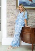 Abstract Print Wide Leg Trousers - Light Blue / F/S image