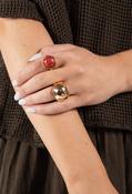 Molten Red Stone Ring Set - Gold / M/L image