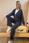 Ginny Soft Touch Wide Leg Trousers - Blue/Grey / L image