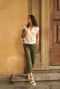 High waist barrel trousers with button detail - Green / 36 image