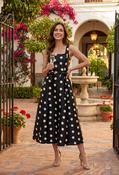 Polka Dot Bow Detail Midi Dress - Black / 8 image