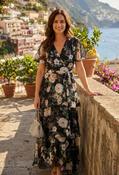 Floral Print Chiffon Maxi Wrap Dress - Black Multi / 12 image