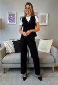 Pinstripe Buttoned Wide Leg Trousers - Black / 18 image