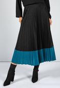 Soft Feel Fine Knit Pleated Skirt in Black &amp; Teal - Multicolour / 16 image