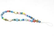 Multicoloured bead phone charm - Blue / Free Size