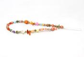 Multicoloured bead phone charm - Orange / Free Size