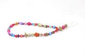 Multicoloured bead phone charm - Pink / Free Size