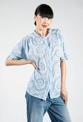 Embroidered Tie Hem Blouse in Sky Blue - Blue / Free Size image