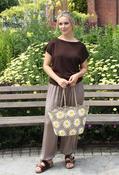 Crochet Knit Daisy Tote Bag - Khaki / F/S image