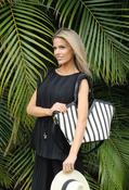 Striped Beach Tote Bag - Black / F/S