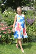 Plisse Pleated Floral Short Dress - Blue / F/S image