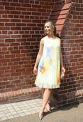Plisse Pleated Floral Short Dress - Yellow Mix / F/S image
