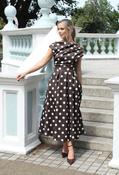 Betty Asymmetric Neckline Skater Midi - Brown / 10 image