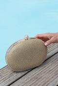 Diamante Round Clutch Bag - Gold / F/S image