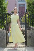 Dollie Asymmetric Neckline Skater Midi Dress - Lemon / 10 image