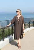 Linen Look Relaxed Dress - Brown / F/S image