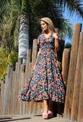 Floral Print Buttoned Midi Dress - Navy / 12 image