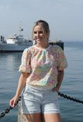 Embroidered Floral Medallion Top - Pink / L image