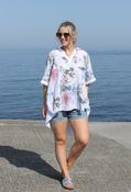 Floral Linen Look Blouse - White / F/S image