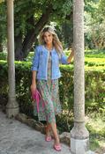 Diamond &amp; Pearl Trim Denim Jacket - Blue / 3XL image