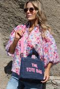 Contrast Crossbody Tote Bag - Navy / F/S image